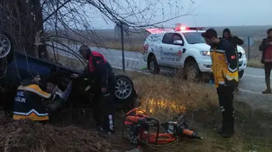 Yoldan çıkan otomobil takla attı: 2 yaralı