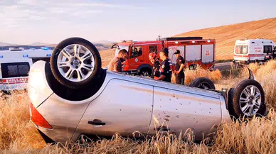 Aksaray'da otomobil takla attı: 2 yaralı