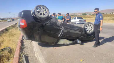 Takla atan otomobilden burnu bile kanamadan çıktı