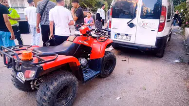 Park halindeki hafif ticari araca çarpan ATV sürücüsü yaralandı