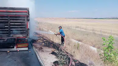 Patates Yüklü  Tırda Yangın