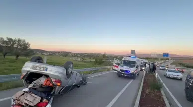 Piknikten dönen ailenin bulunduğu otomobil takla attı: 7 yaralı