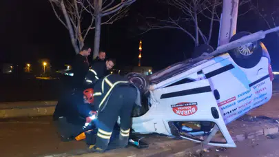 Aksaray’da hafif ticari araç takla attı 2 yaralı